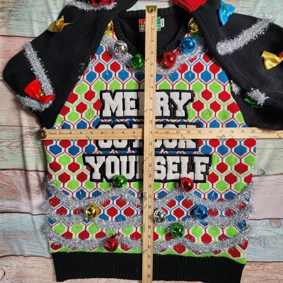 Spencers Workshop Ugly Christmas Sweater Medium With Bows & Bells - Picture 10 of 12